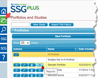 screenshot of portfolio report button screenshot of portfolio report button